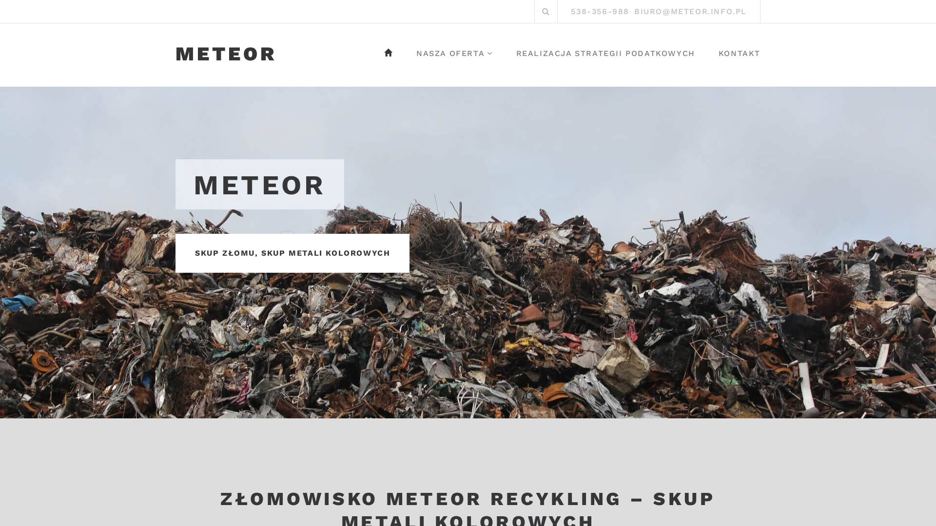 Podgląd strony METEOR - Skup złomu