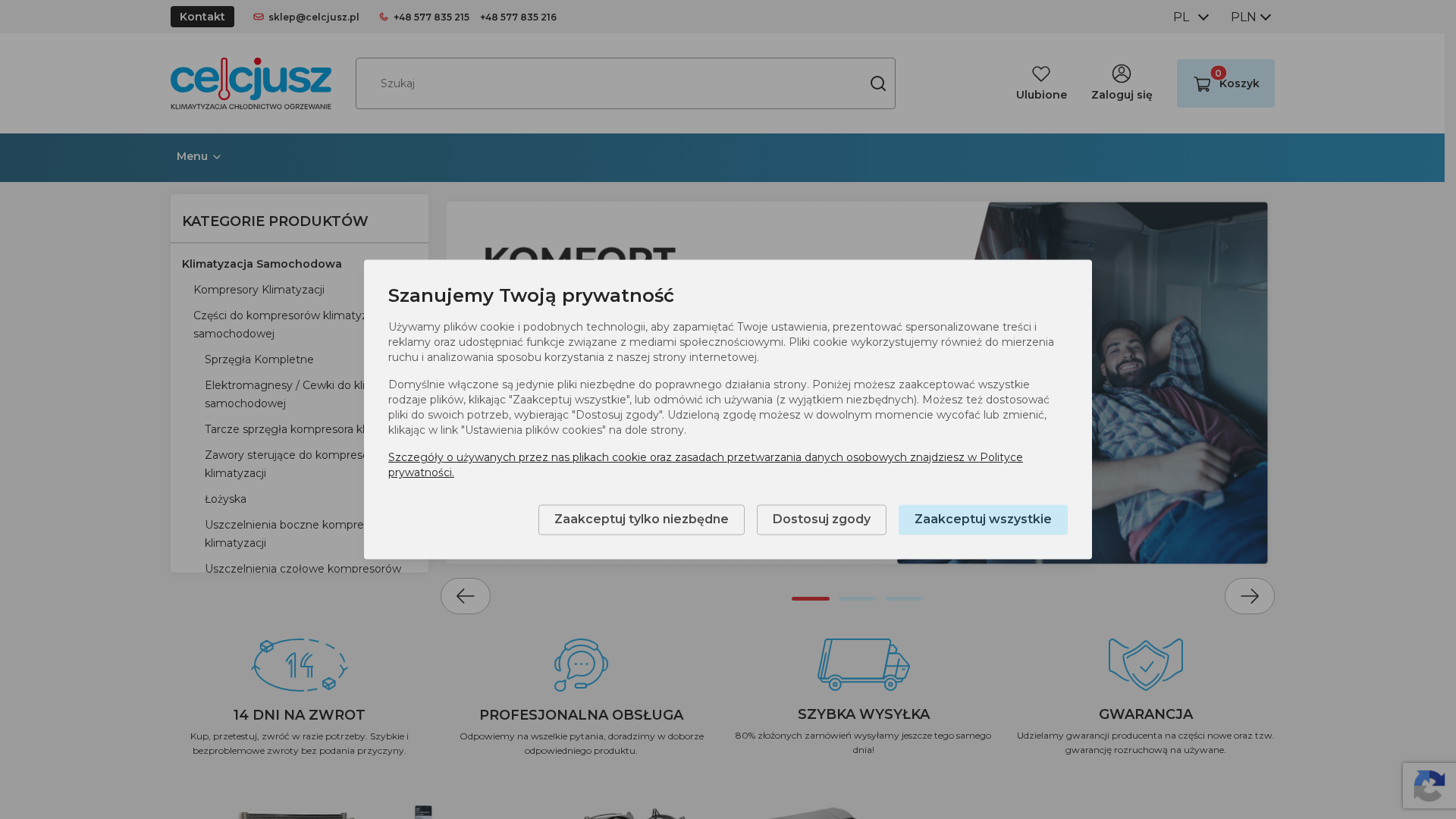 Podgląd strony Części do klimatyzacji samochodowej | Sklep internetowy Sklepcelcjusz.pl